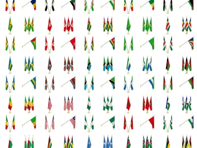 All World Countries Flag Pack 3D model