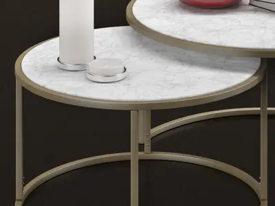 Table two coffee tables with vase on top 3D model