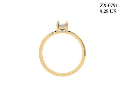 Emerald Solitaire Ring 3D print model