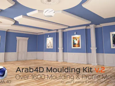 Arab4D Moulding Cornices Kit V2 - 35 Bundles in 1 Library Low-poly 3D model