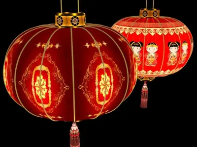 Chinese red lantern 3D model 55