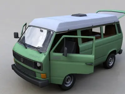 VOLKSWAGEN T3 TRANSPORTER SYNCRO 4X4 1986 Low-poly 3D model