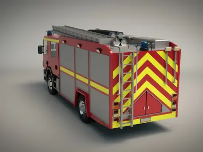 Low Poly Fire Truck 02 Low-poly 3D model