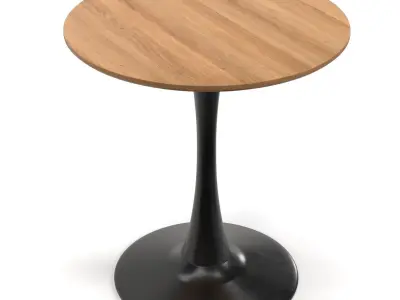 Brown Engineered Wood Grain Finish Black Metal Bistro Table PBR 3D model
