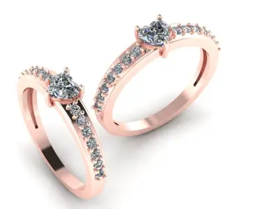 Ladies Diamond Ring - Engagement  Diamond Ring -  3D print model