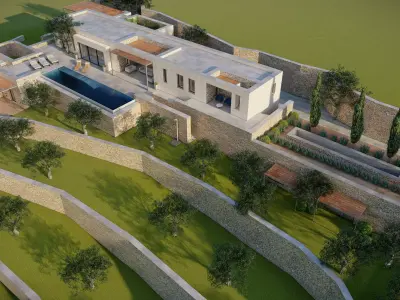 landscape water pool contours summer house sketchup lumion file 3D model