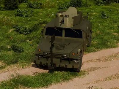 HMMWV m1114 and m1151 with 4 weapons Low-poly 3D model