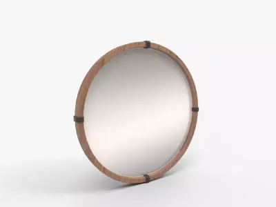 Breakwater Bay Stockport Framed Round Mirror Diameter Natural 3D model
