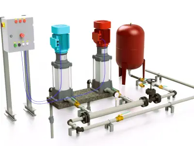 Installations of Booster Pump Multistage Pump Full Assembly 3D print model