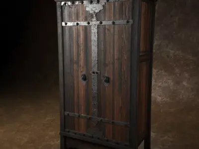The closet checkered armoire Low-poly 3D model