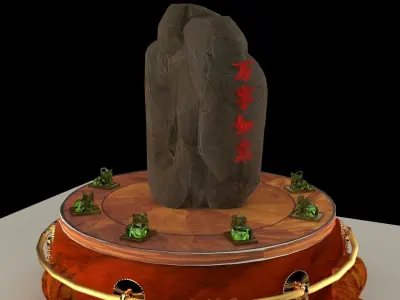 Chinese display stand with rock sign  3D model