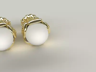 Ladies Pearl Earrings Gold Silver Platinum Womens Luxury Jewelry 3D print model