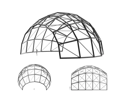 Dome with diagonals wireframe Structure 3D model