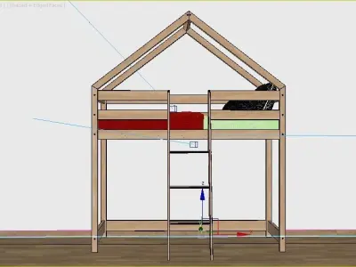 children cabin bed 6 3D model