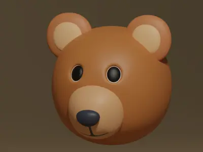 Cartoon Cute Bear Head 3D model purchase