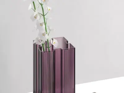 pink glass vase - white orchid 3D model
