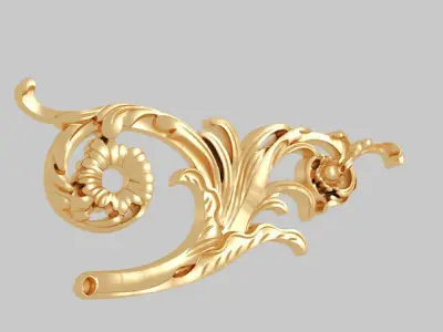 Classic 3D motifs inlaid with gold frame 3D model