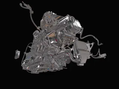 trem de forca motor Low-poly 3D model
