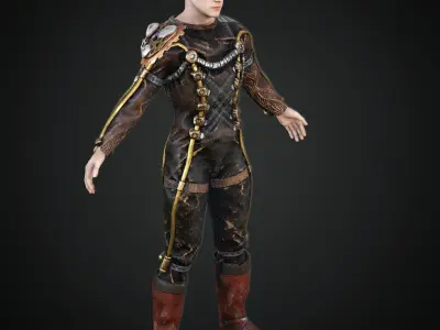  Steampunk rigged character Low-poly 3D model