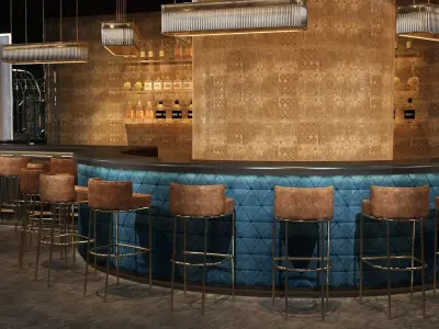 Luxury nightclub bar interior design 3D model