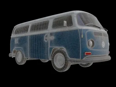VW 1972 Camper van  Low-poly 3D model