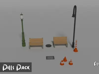 City Lowpoly Pack WhitePillsPack 3D model