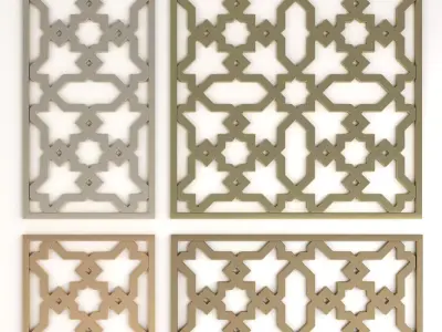 Arabic Islamic pattern decorative gold plaster Free 3D model