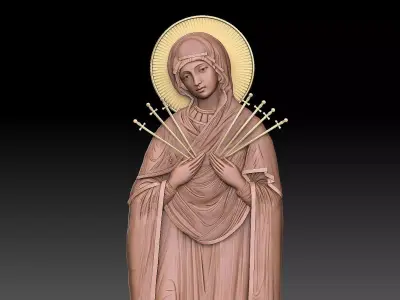 Mary of Sorrows virgin marry 7 swords 3D print model