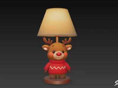 Reindeer Table Lamp Low-poly 3D model