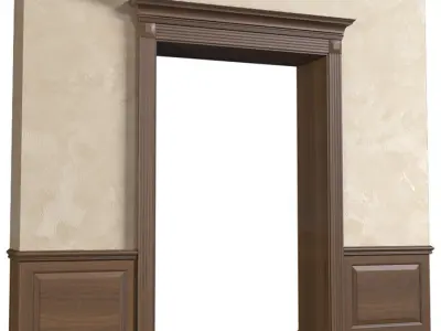  Wood Doorway Door Portal wall Paneling 3D model