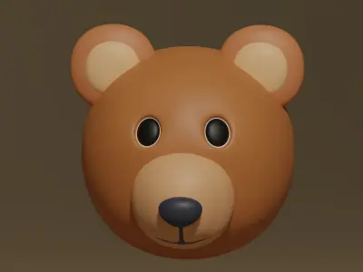 Cartoon Cute Bear Head 3D model purchase