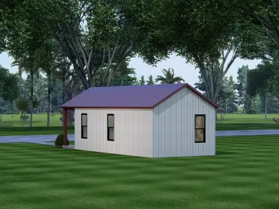 Modern Barndominium 3D Model  Barn Style Residence Design 3D model