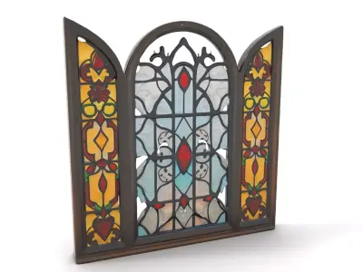 Antique Stained Glass Window model pack Low-poly 3D model