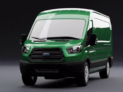 Transit Van Long Truck Green 3D model