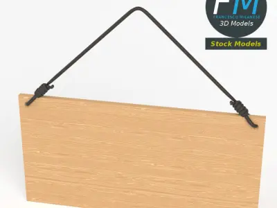 Hanging wooden sign 3D model