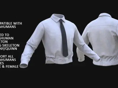 Shirt Tie 84 - All MH Bodies - UE5 Skeletons - Rigged Low-poly 3D model