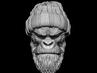 Animal bas relief  Gangster monkey wall home decor vol1  3D print model
