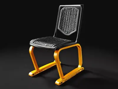 Modern Black and Gold Designer Chair Low-poly 3D model