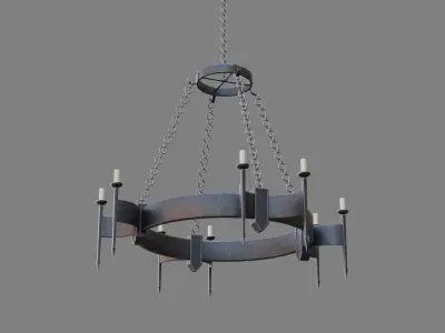 Gothic chandelier Low-poly 3D model