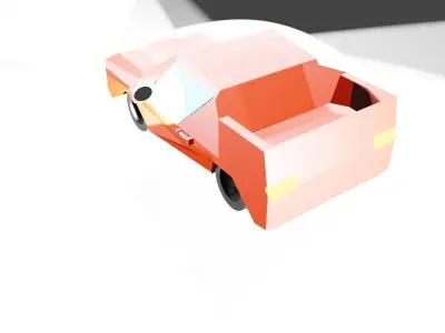 low poly cybertruck orange truck Free low-poly 3D model