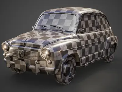 Fiat 600D 1965 3D Model Low-poly 3D model