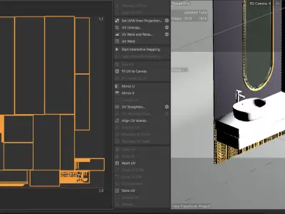 Luxury Wood and Marble Bathroom Vanity Set for Cinema 4d Low-poly 3D model