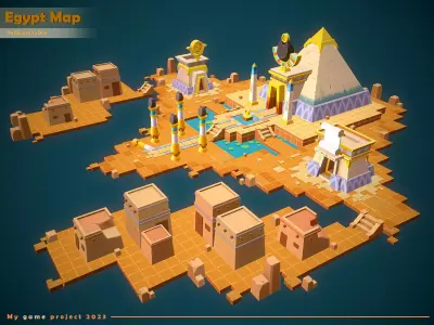 Egypt Map - Game Hypercasual Assets Free low-poly 3D model