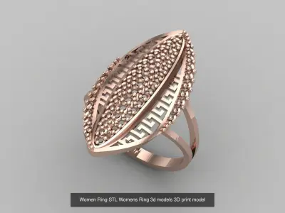 17 Model-  3D Model Women Long Ring Stone Womens STL printable 3D Model Pack