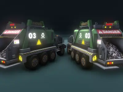 A Futuristic Goods Carrying Truck Low-poly 3D model