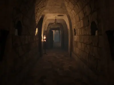 Modular Tunnel UE4 Low-poly 3D model