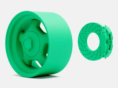 15x8 American Racing Hammer Wheel and Brake 3D print model