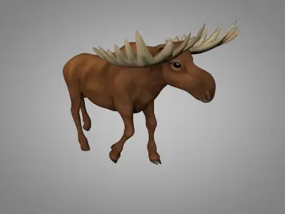 Moose with antlers Low-poly 3D model