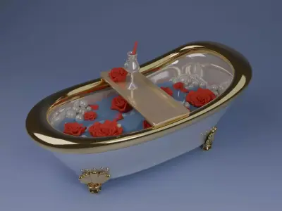 Elegant Art Deco Bathtub 3D model