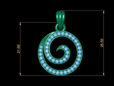 Round  stone Pendant 3D print model